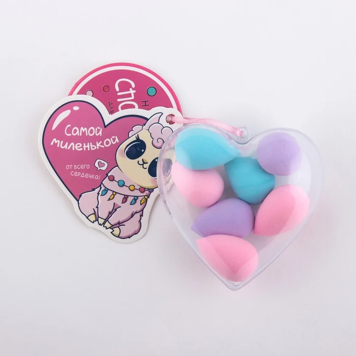 Набор спонжей для макияжа в сердечке Самой миленькой 7 5 х 8 3 см 4684510|Ватные изделия