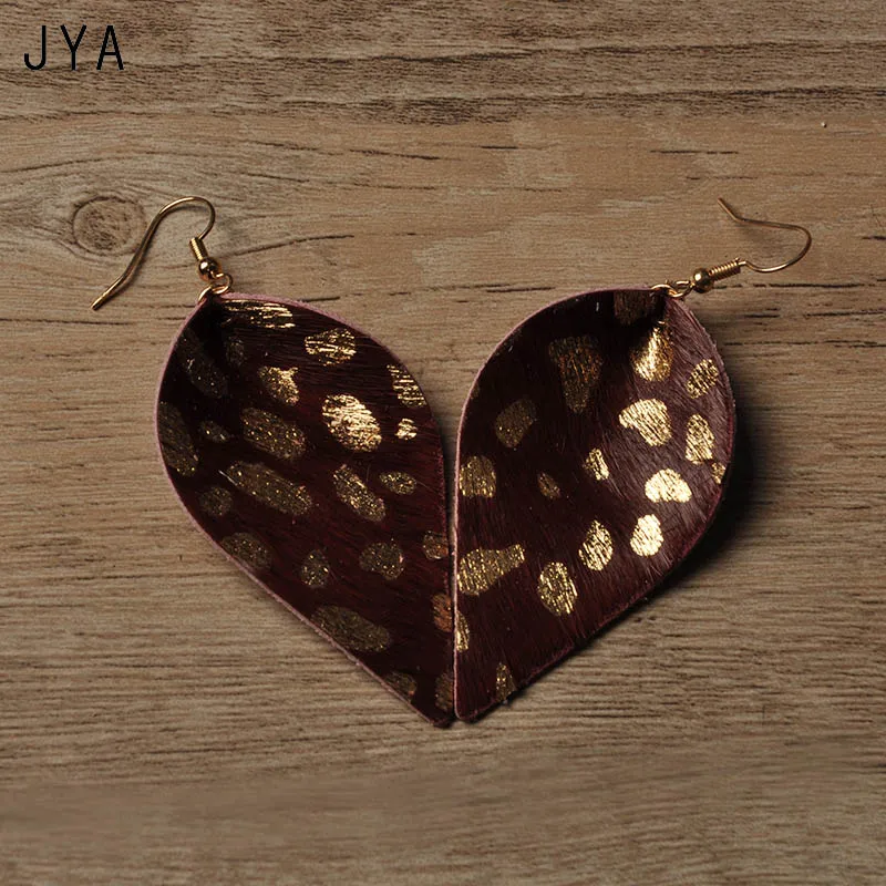 Cpop серьги из натуральной кожи для женщин разноцветный леопард эффектные висячие