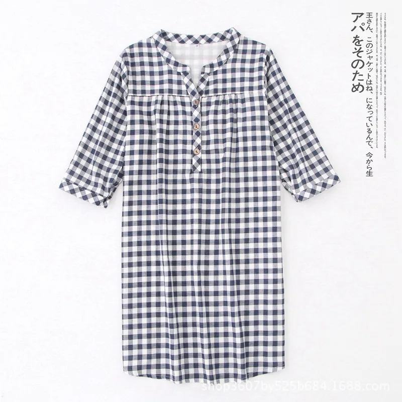 Новая клетчатая ночная рубашка с коротким рукавом двухслойная газовая Ночная