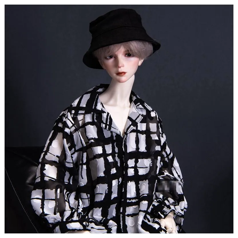 

BJD doll clothes are suitable for the new 1/3 1/4 POPO68 Uncle fashion daily versatile loose black and white checkered shirt men