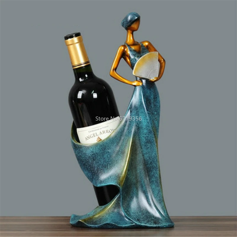 

Family Figurines Wine Holder Room Decoration Ornament Red Wine Rack Modern Home Decor Accessories
