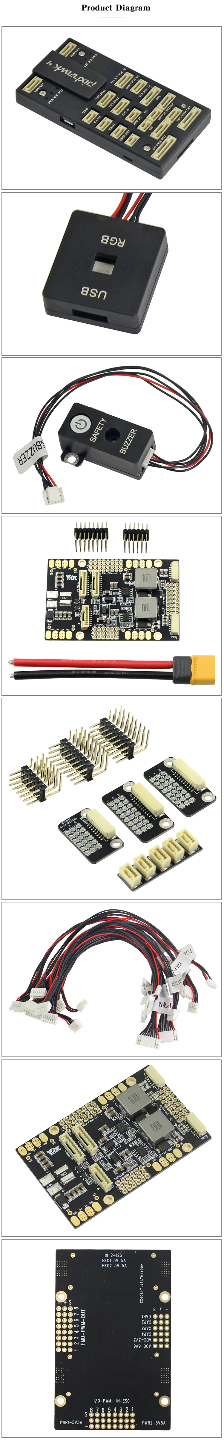 Pixhawk 4 PX4 управление полетом M8N gps модуль и PM плата управления питанием PPM I2C RGB 433/915 МГц 500/1000 мВт телеметрический комбо комплект