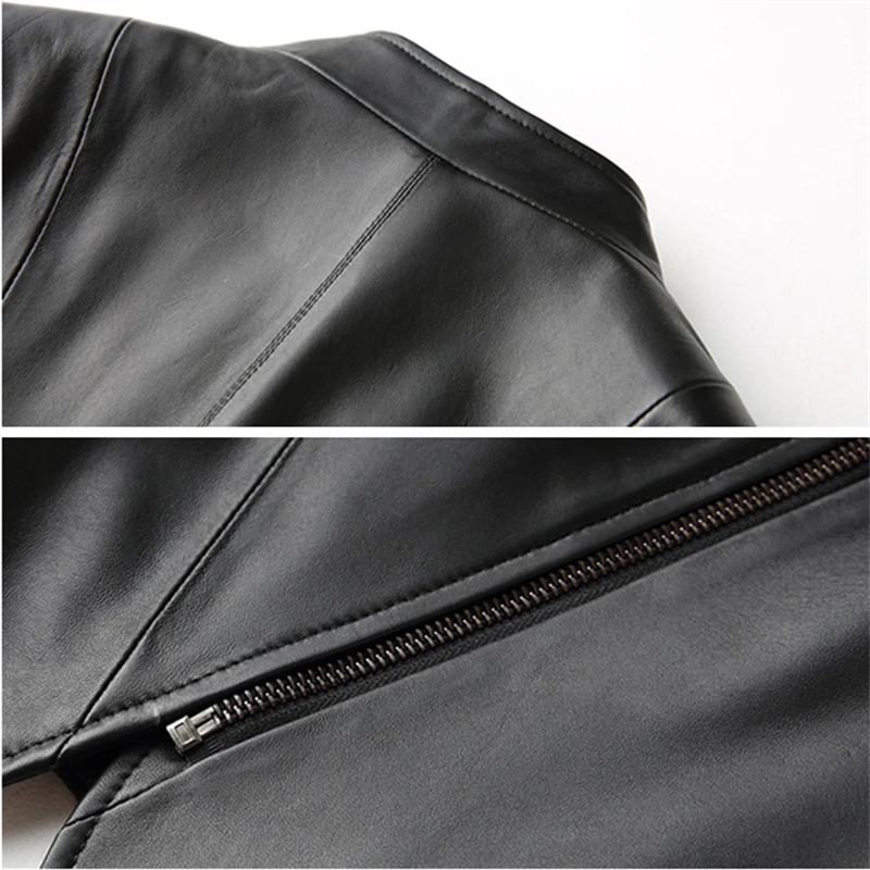 

Leather Spring Genuine Autumn Women Jacket 2021 Fashion Sheepskin Coats Slim Black Turn Down Collar Motorcycle Jackets Female