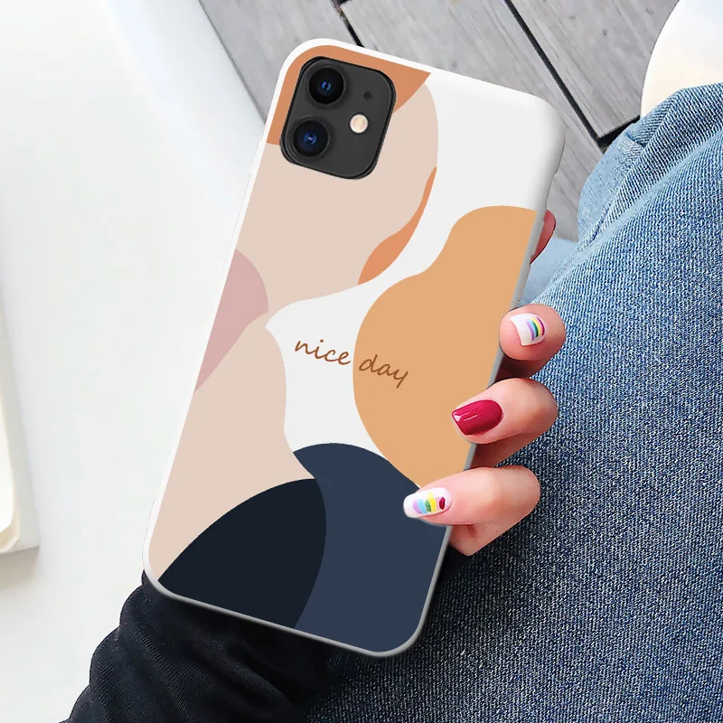 Art Retro Abstract Geometry Phone Case For iPhone 12 11 13 Por Max X Xsmax Xr 7 6S 8 Plus SE 2020 Cute Soft Silicone Cover