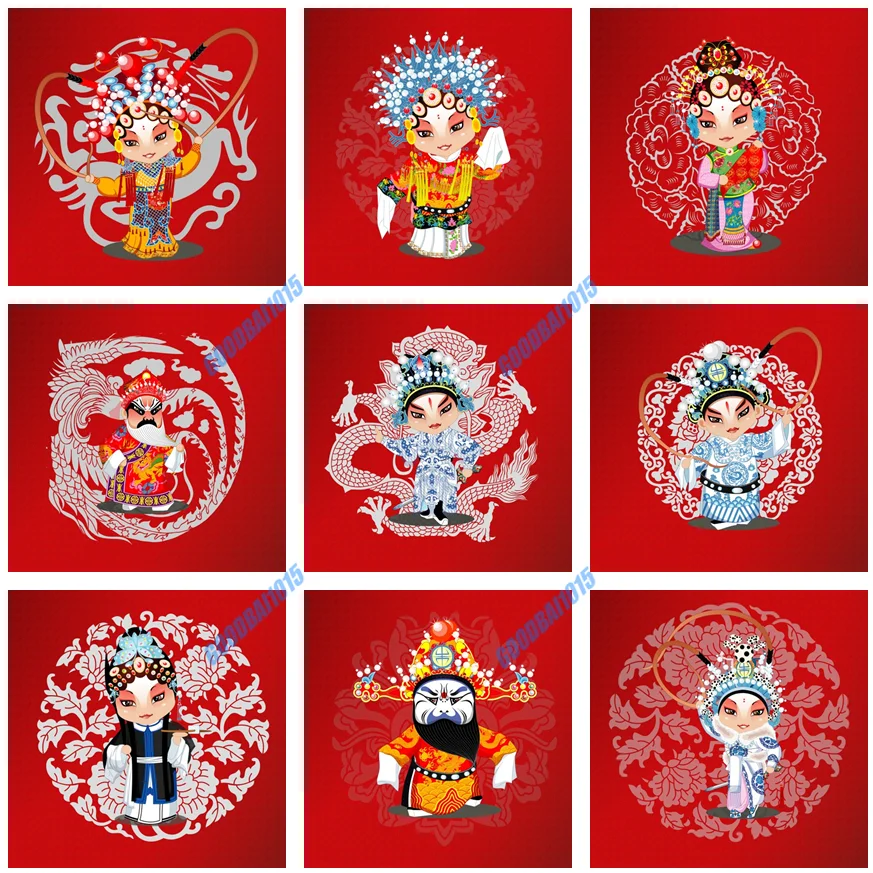 

Алмазная 5d Вышивка «сделай сам», полная мозаика, Мультяшные персонажи пекинской оперы, алмазная живопись, домашний декор, наборы для вышивк...