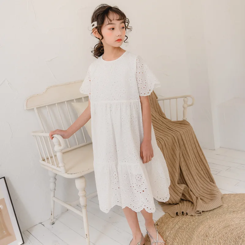 

4 To 16 Years,2022 New Summer Girls and Mommy Dress with Lining Party Toddler Clothes100% Cotton Embroidery Cover Knee Length