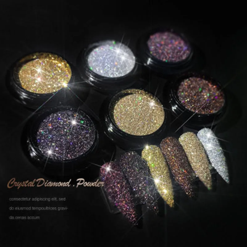 6 цветов Bundi Crystal Стразы пудра для ногтей с блестками клубного диско 0 5 г/банка