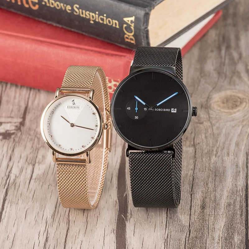 Relogio masculino BOBOBIRD мужские часы ультра тонкие женские из нержавеющей стали простые