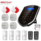 Беспроводная домашняя охранная сигнализация Wolf-Guard Smart 3G GSM Wifi, комплект для самостоятельной сборки, дверной датчик, PIR-датчик движения, дистанционный ключ