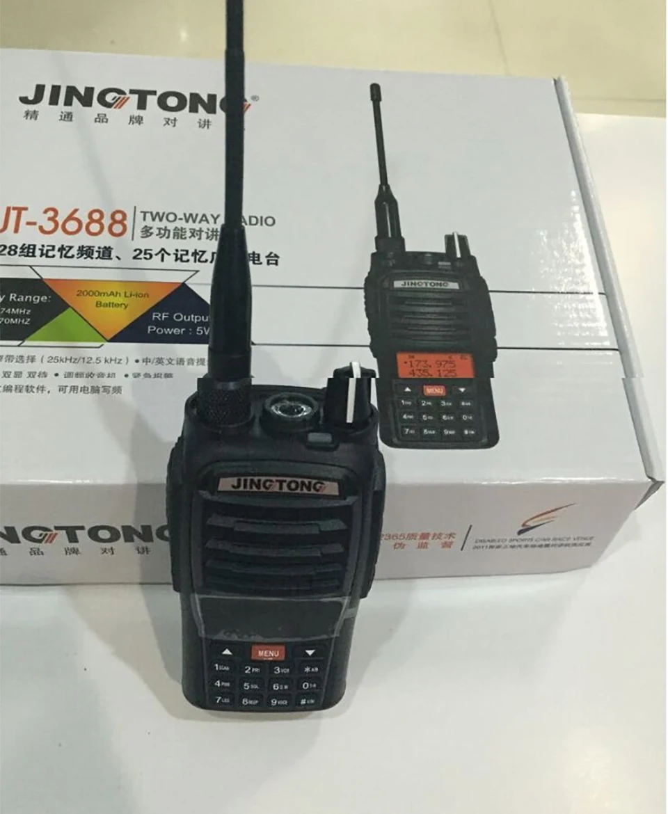 2 шт. в JT-3688 5 Вт 2000 мА/ч, иди и болтай Walkie Talkie радио двухдиапазонный с подкладкой Радио УКВ УВЧ HF любительский радиоприемник UV5R