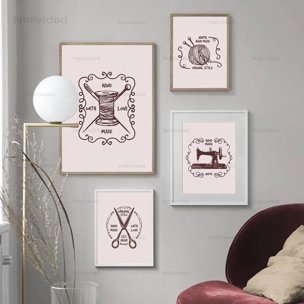 Настенная Картина на холсте винтажная швейная машина кутюр скандинавские