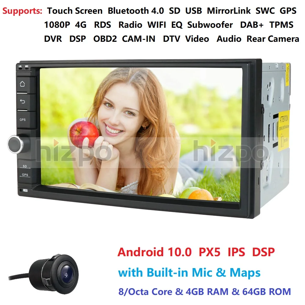 Android 10 0 8Core 4 Гб 64 Универсальный 2Din радио автомобиль GPS двойной DIN NXP6686 мультимедиа