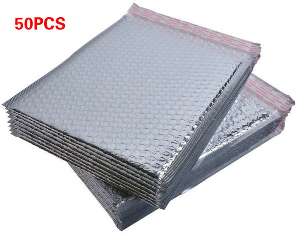 

50PCS/lot Sliver Envelopes Bags Mailers Padded Shipping Envelope Mailing Plastic Bag Christmas Package Gift Holders 18*23CM