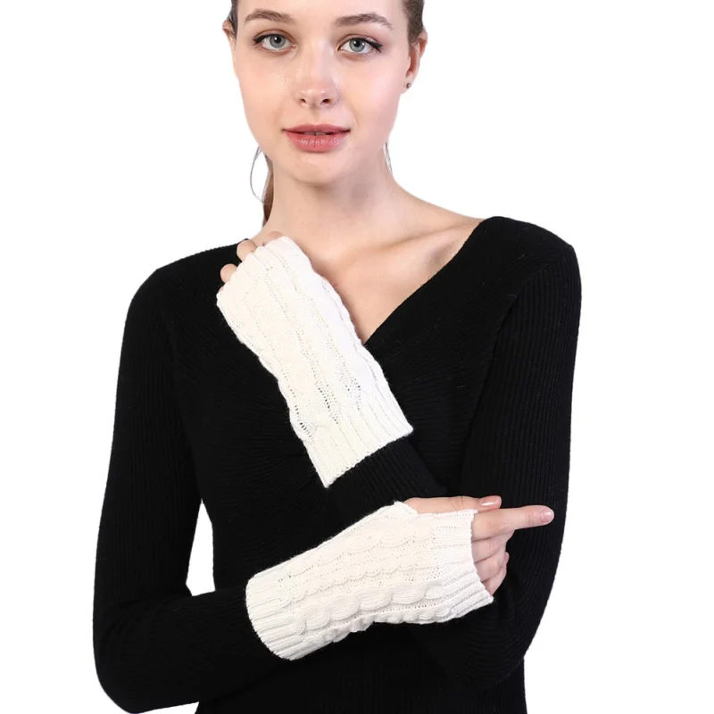 1 пара женские вязаные перчатки без пальцев на осень/зиму | Аксессуары для одежды
