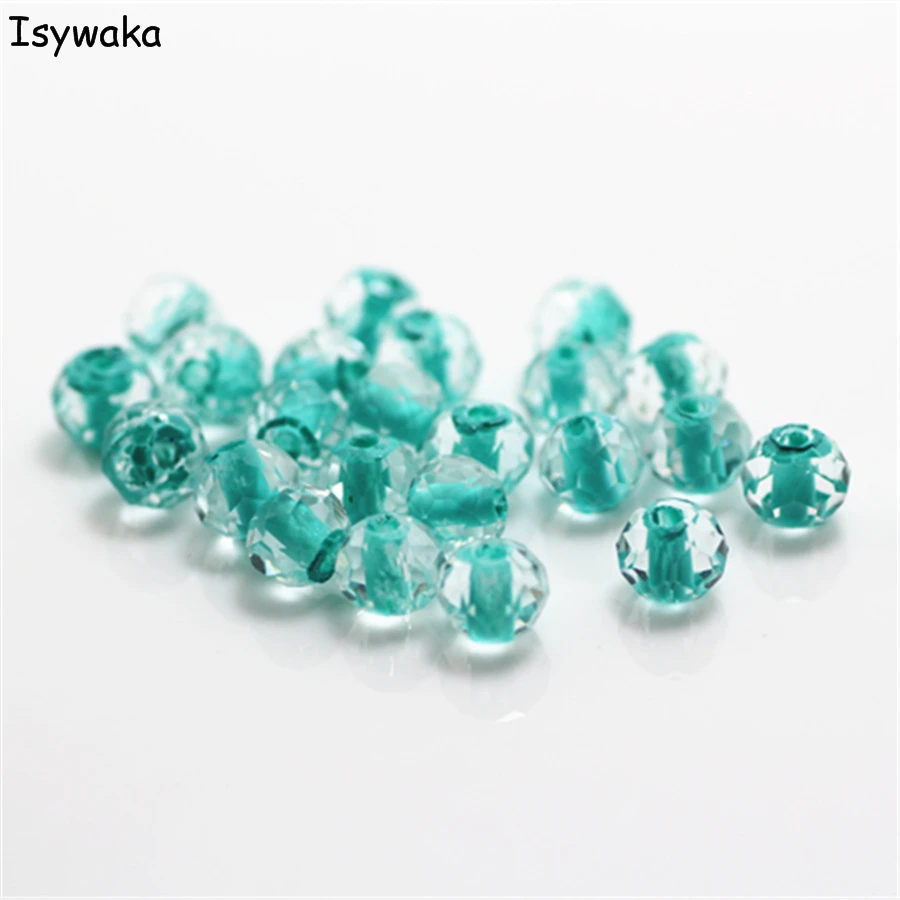 Распродажа австрийские граненые стеклянные бусины цвета озера синего внутри 4*6
