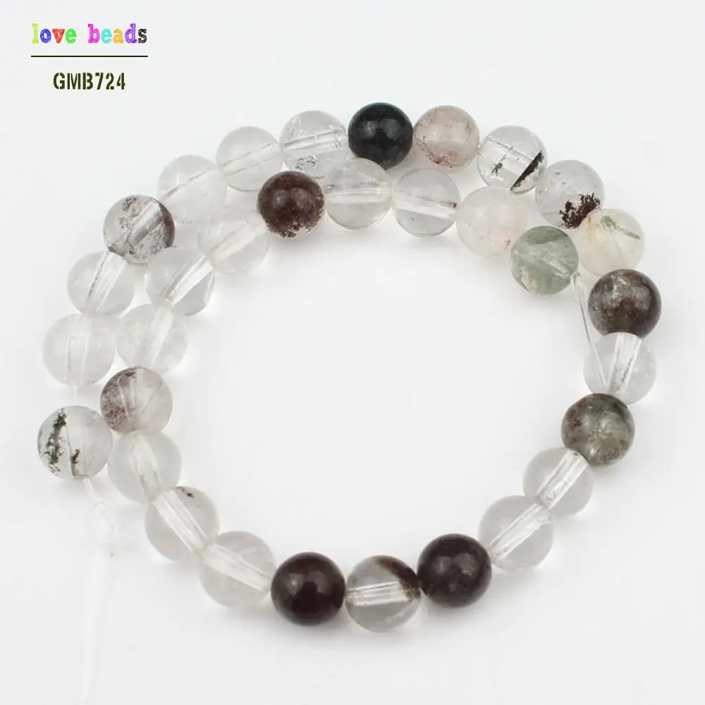 С натуральным драгоценным камнем бисер зеленый призрак кварцевые круглые бусины