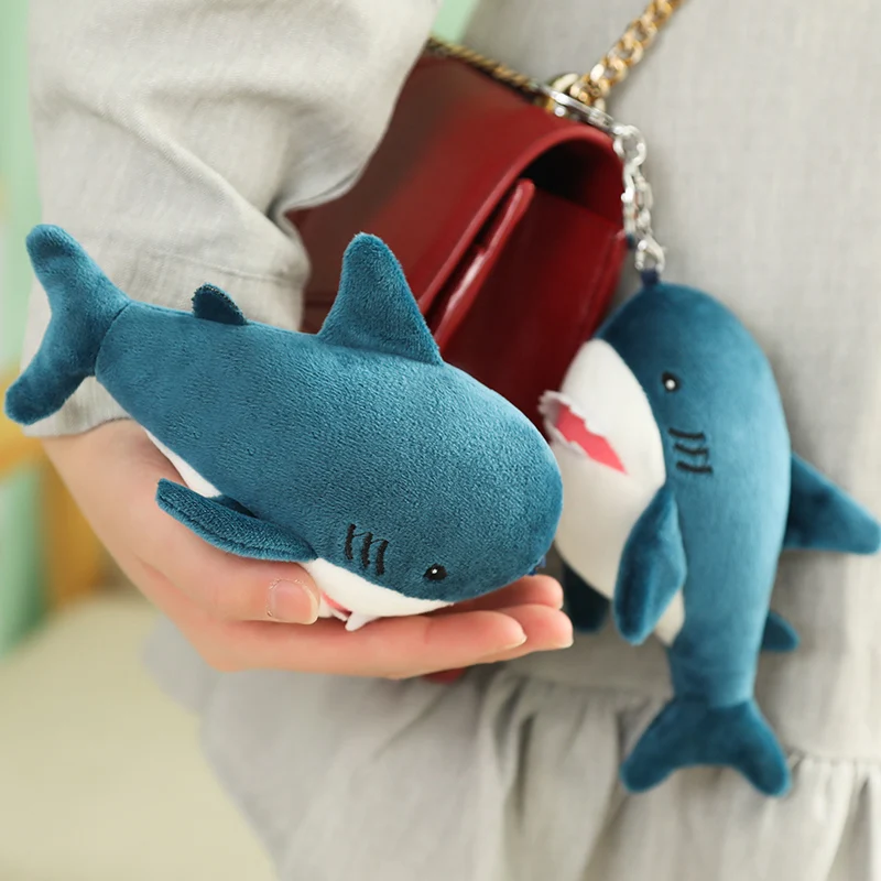 

15cm Cute Simulation Shark Plush Pendant Toys Soft Cartoon Whale Stuffed Doll Backpack Keychain Bag Pendant Kids Birthday Gifts