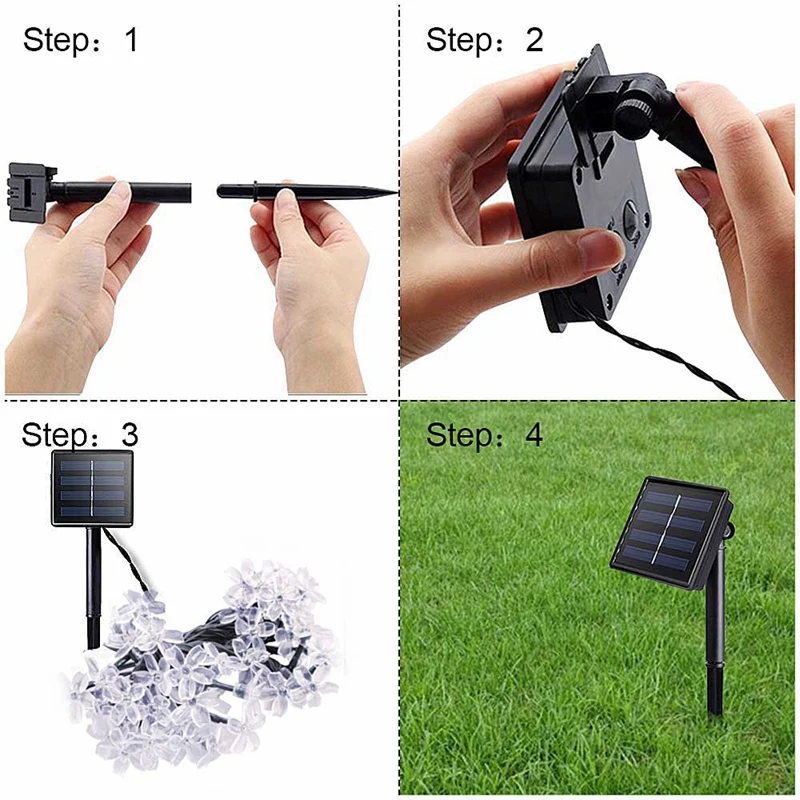 7 Meters 50 Led Solar Power Fairy String Lights Blossom Flower Lamp Waterproof Outdoor Party Wedding Christmas Warm White | Лампы и