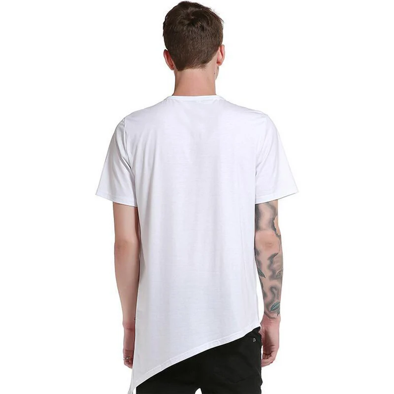 IceLion 2021 Summer T Shirt Men Irregular Hem Short Sleeve T-shirt Fashion Button Collar Hip Hop Streetwear Tops Slim Fit Tshirt images - 6