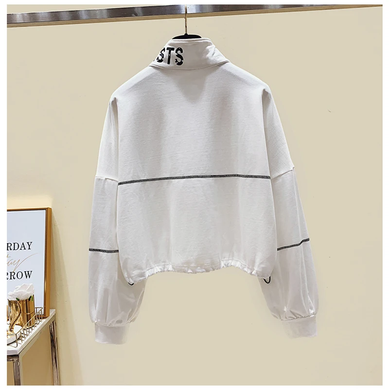 

2020 Women Hoodie Stand Collar Loose Sweatshirt Korean Style Winter Bottom Tops Trendy Girls Drawstring Fall Coat Women
