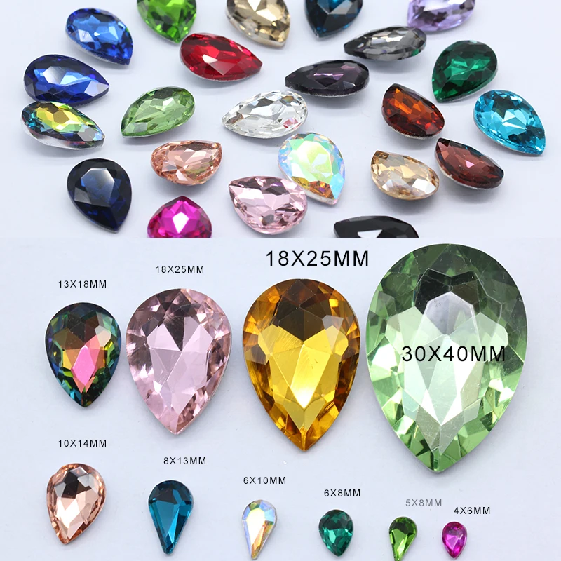 Стразы с заостренным стеклом в форме капли всех размеров 24 цвета Ювелирное