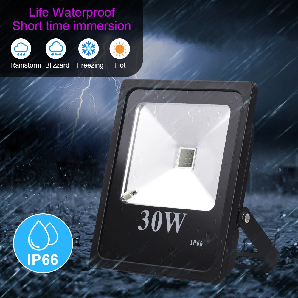 ANJOET 10W 20W 30W 50W LED RGB Floodlight IP66 Waterproof Street Lamp Landscape Lighting AC85-265V Outdoor Garden Spotlight