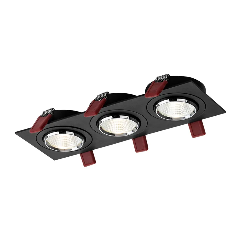 

Dimmable Square 3head Anti Glare Recessed Angle AdjustmentLED Downlight 21w 27w AC85-265V COB Ceiling Kitchen Living Room Indoor