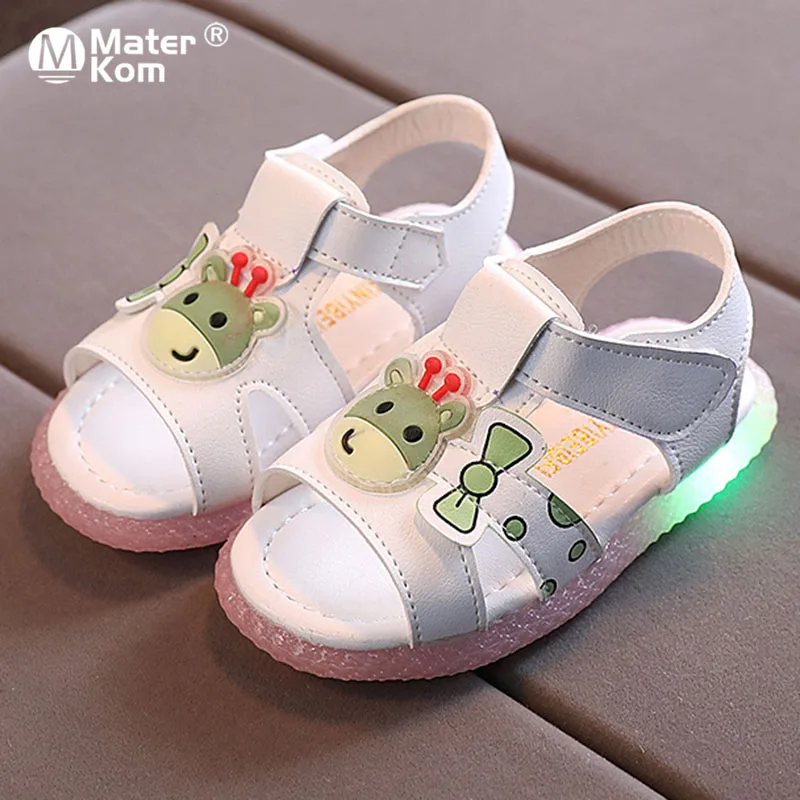 

Size 21-30 Children Luminous Shoes Open-toe Glowing Girls Sandals For Baby Non-slip Velcro Kids Shoes Girls Led Light Up Shoes