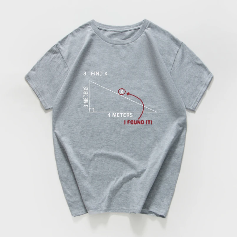 Find X забавная Мужская футболка, хлопок, Homme, графическая математическая футболка, брендовая, повседневная, крутая, уличная одежда, мужские футболки, Harajuku, мужская одежда - Цвет: Серый