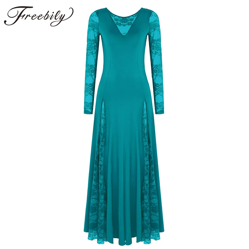 Женское кружевное бальное платье с длинным рукавом черное/красное/синее/зеленое
