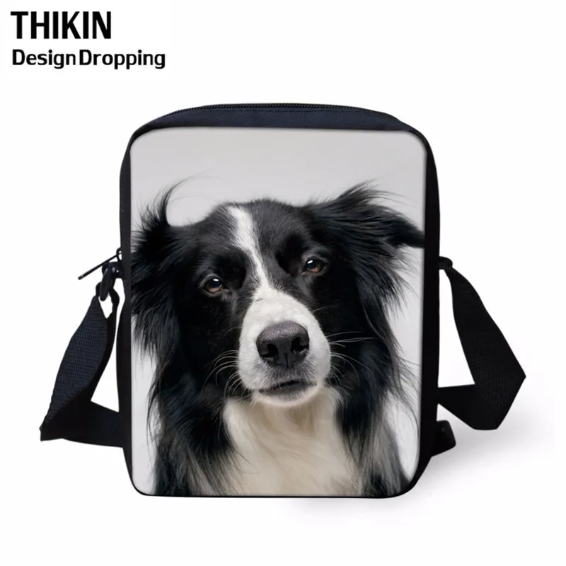 Женские сумки-мессенджеры THIKIN с милым рисунком бордюра колли сумка на плечо 3D