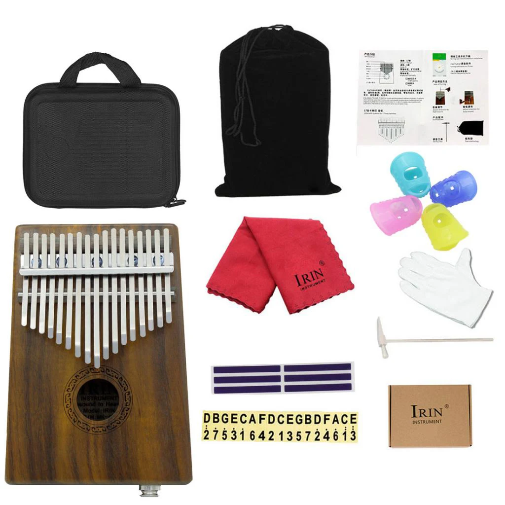 

Mahogany African Electric Kalimba 17 Key with Case, Gift for Kids Friend Music Lovers