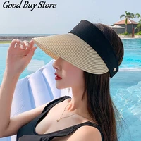 fashion beach visors uv protection chapeau women straw panama summer holiday sun hat korean style hats empty top beach hat 2021