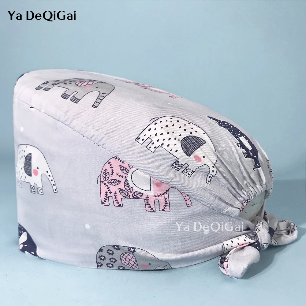 

cotton Breathable Unisex surgery caps Fashion Cartoon cute Printed Pet Grooming Work Cap Adjustable Hygiene Care Cap Custom logo