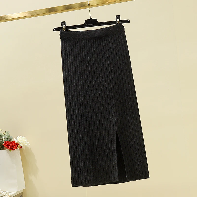 Heliar Женская трикотажная миди-юбка осенняя юбка с высокой талией шерстяная