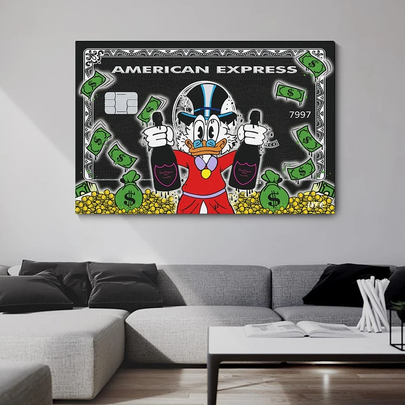 Alec Монополия Диснея Дональд Дак Холст Картина граффити миллионер деньги улица