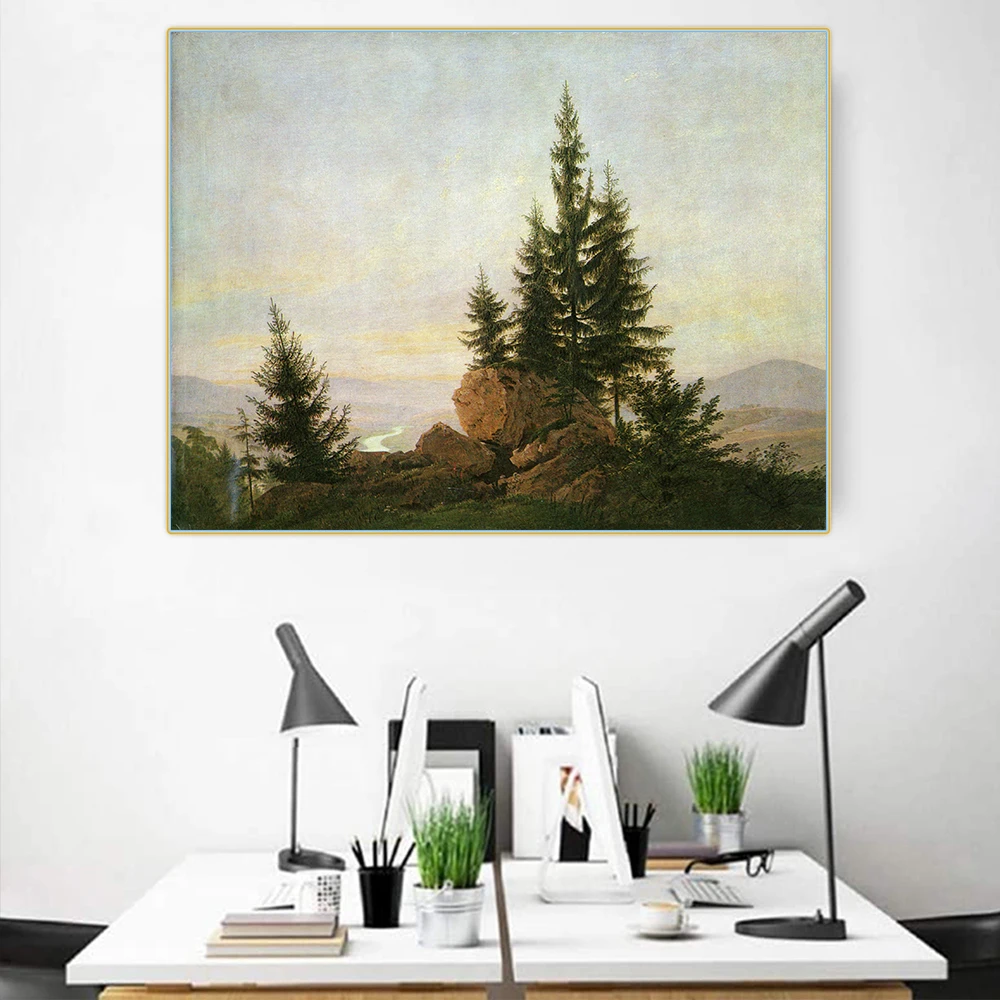 

Citon Caspar David Friedrich《Ausblick ins Elbtal》Canvas Oil Painting landscape Art Poster Painting Wall Decor Home Decoration