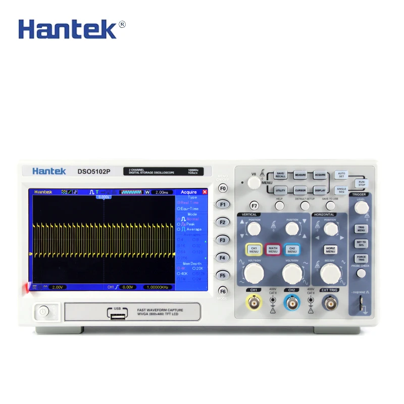 Hantek DSO5102P Цифровой Осциллограф портативный 100 МГц 2 канала 1GSa/s длина записи 40K USB