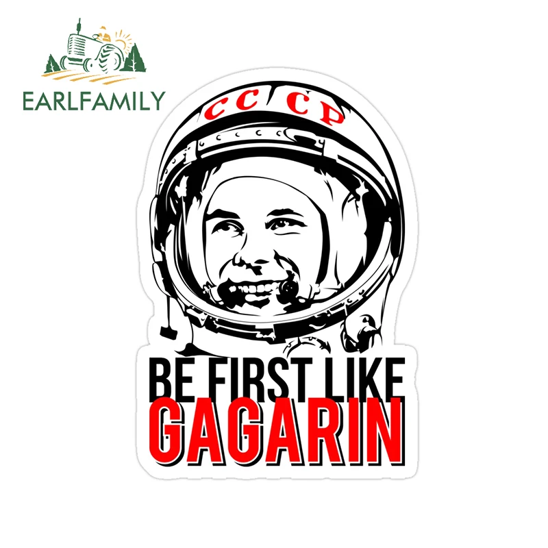 

EARLFAMILY 13 см x 9,1 см для СССР «быть первой как Гагарин», наклейка на автомобиль, «сделай сам», водонепроницаемые устойчивые к царапинам аниме автомобильные наклейки