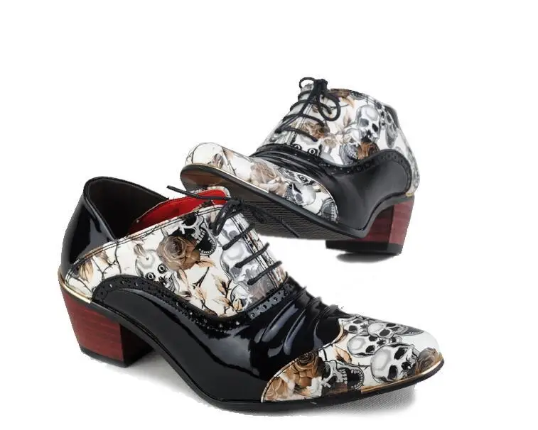 Новинка Мужская официальная обувь с черепом модные мужские оксфорды острым