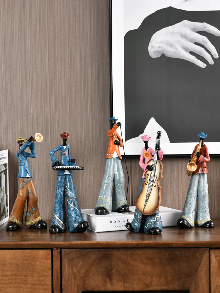 

Resin Folk Art Music Figurines Miniatures Home Decor Home Decoration Accessories African Singer Love Music Band Craft Home Deco