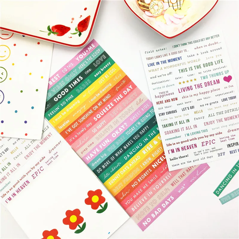 

1Sheets Colorful White English Words Ins Sticker DIY Scrapbooking Album Diary Label Decoration Stickers
