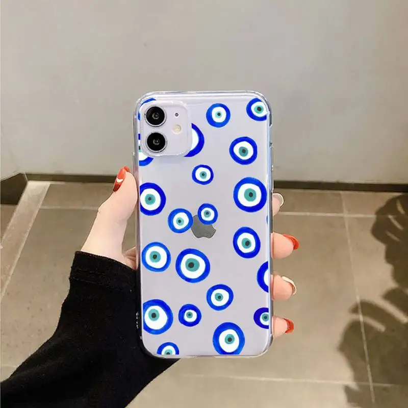 

Fashion Evil eye shell Phone Cases Transparent for iPhone 6 7 8 11 12 s mini pro X XS XR MAX Plus