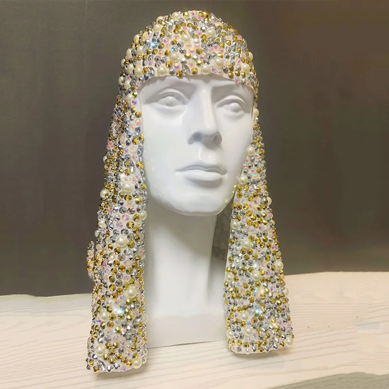 2020 Стразы Жемчуг Украшение для волос в виде цепи парик головной убор флэш алмаз