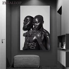 Черная парная Обнаженная художественная постер Африканская женщина и человек холст живопись Современная Холст настенные художественные принты декор для Гостиной картины