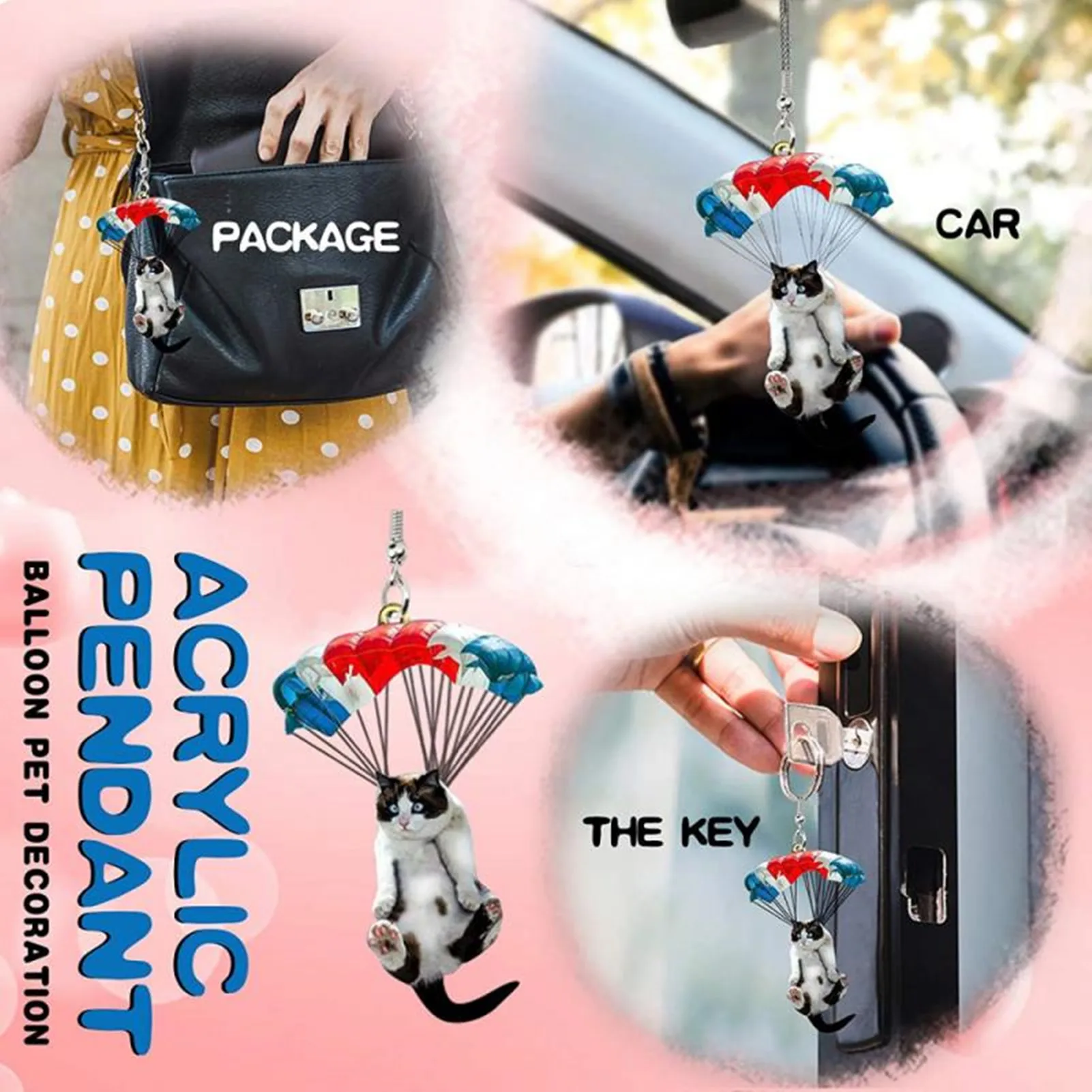 

Creative Cute Cat Dog Car Hanging Ornament with Colorful Balloon Car Hanging Ornament Car Interior Decor Pendant Accessories