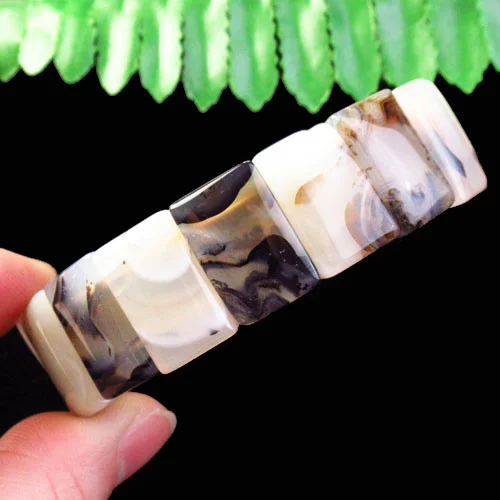 

18x12x6mm Natural Scenic Dendritic Agate Oblong Stretchy Bracelet 7.5 Inch SK60145