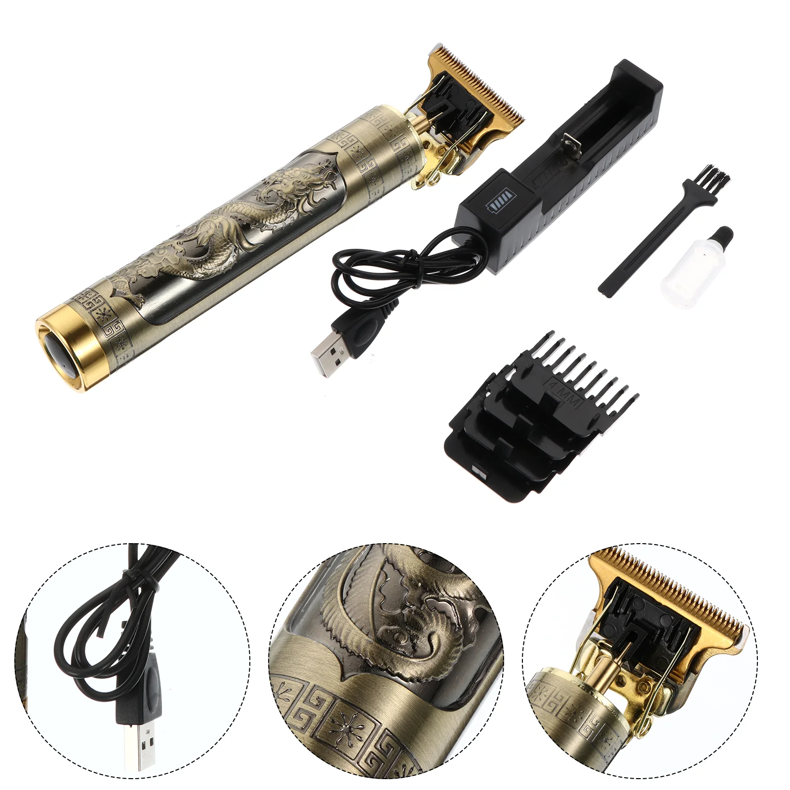 

Electric Hair Clipper Portable Hair Cutter Barber Hairdressing Tool (Golden)