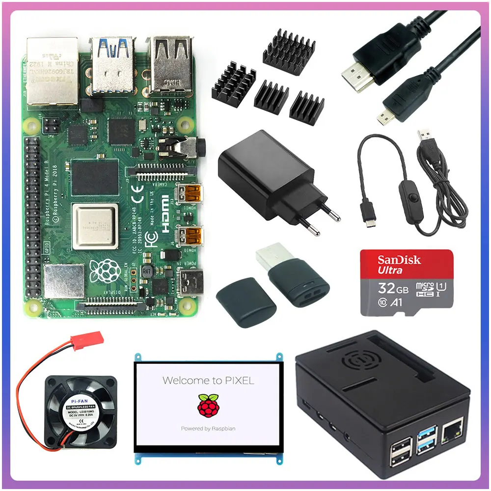 Raspberry Pi 4 модели B 2G 4G Оперативная память с 7 дюймов 1024*600 сенсорным экраном ЖК