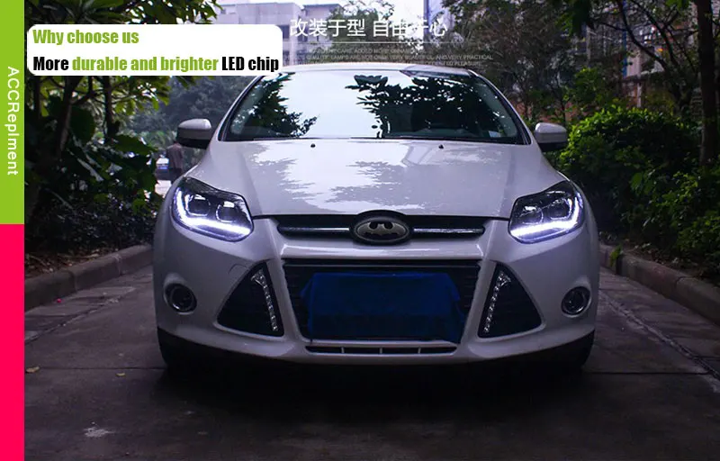 Автомобильный Стайлинг Головной фонарь для Ford Focus 3 фары 2012 2013 светодиодная фара в сборе Биксеноновые линзы двойной луч HID